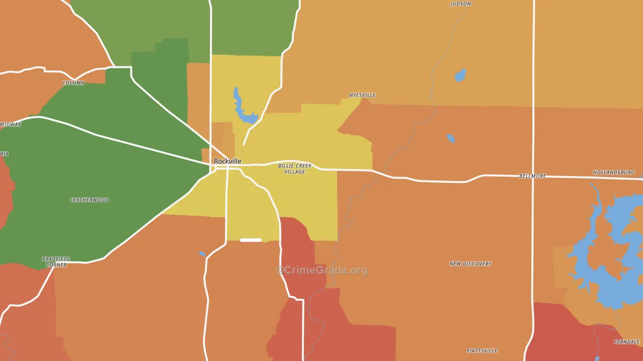 Rockville, IN Map of Robbery Rates