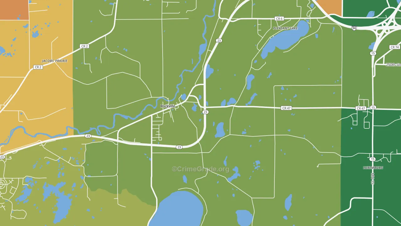 Rockville, MN Map of Robbery Rates