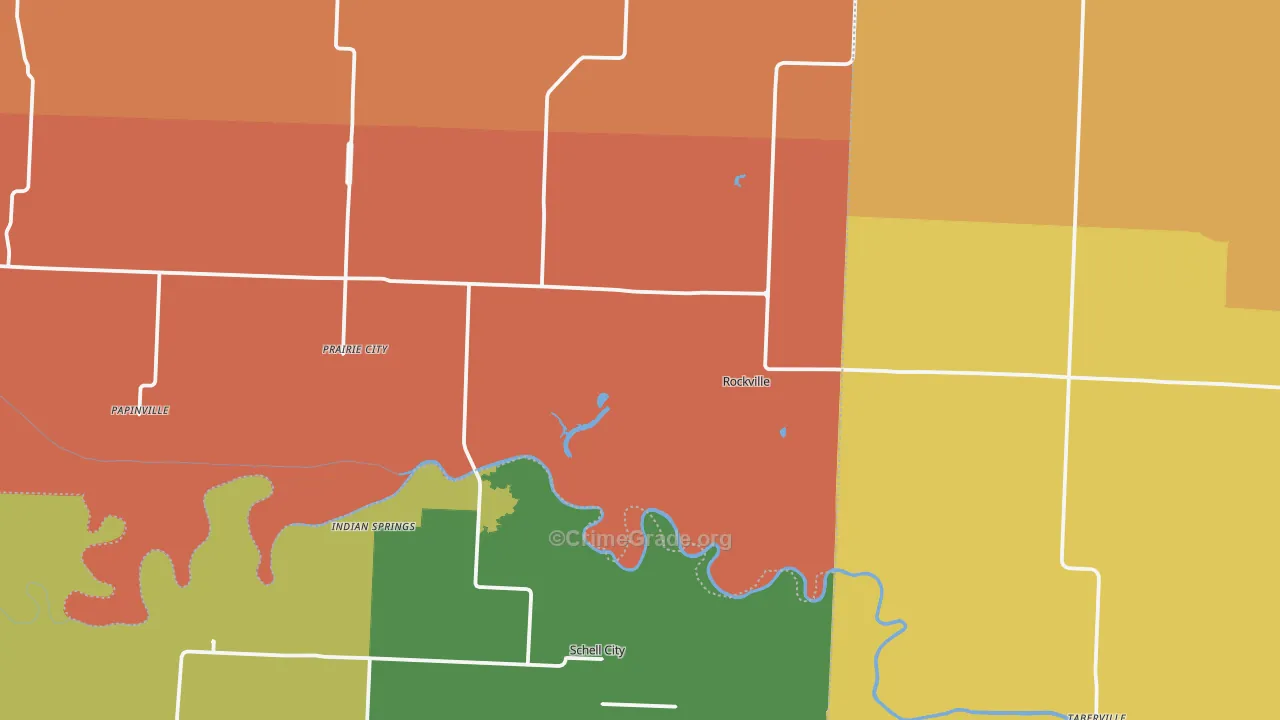 Rockville, MO Map of Robbery Rates