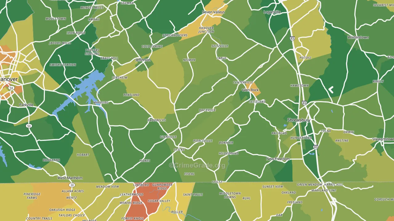 Rockville, PA Map of Robbery Rates