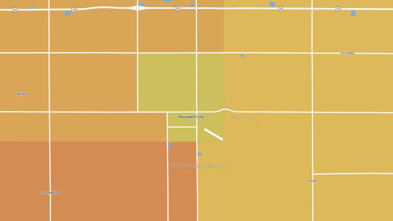 Rockwell City, IA Map of Robbery Rates