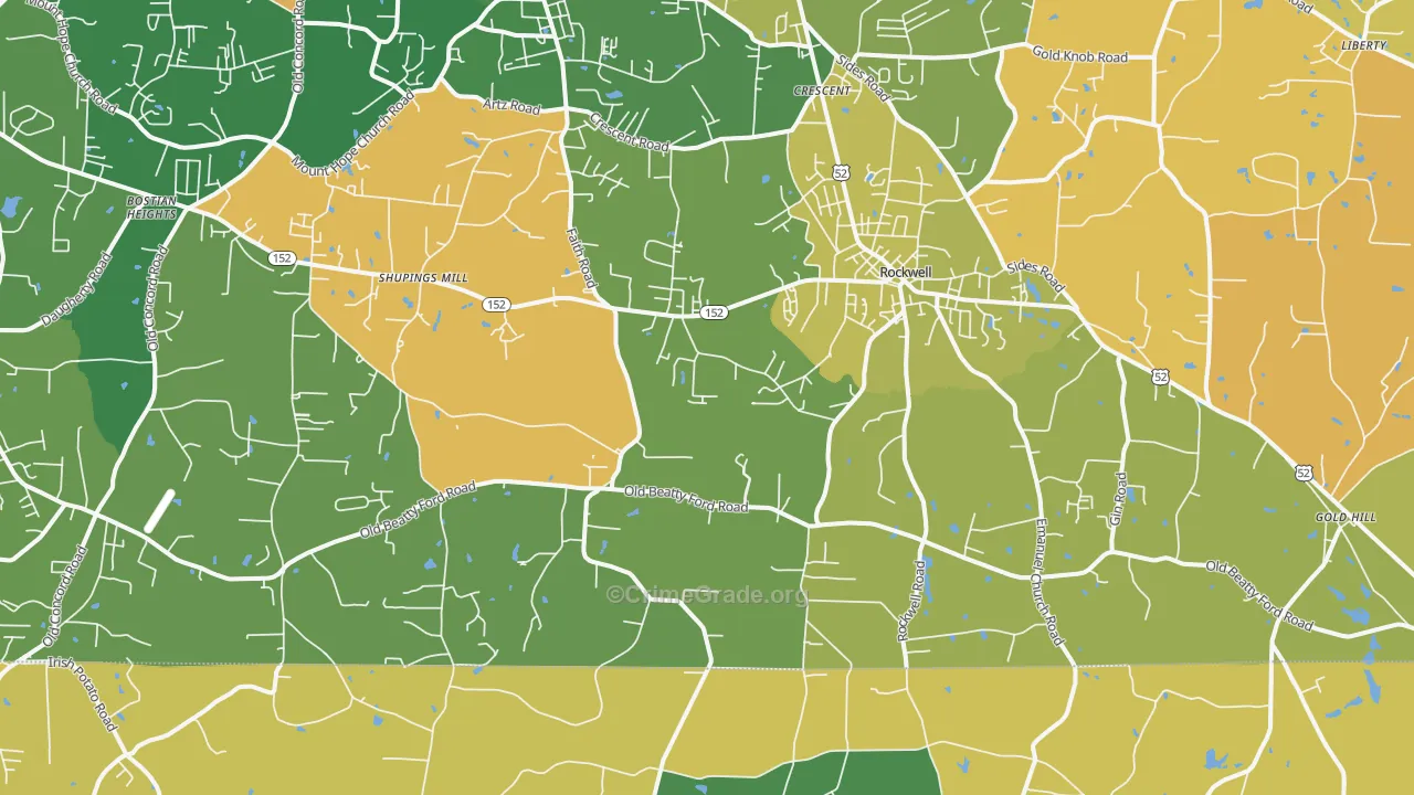 Rockwell, NC Map of Robbery Rates