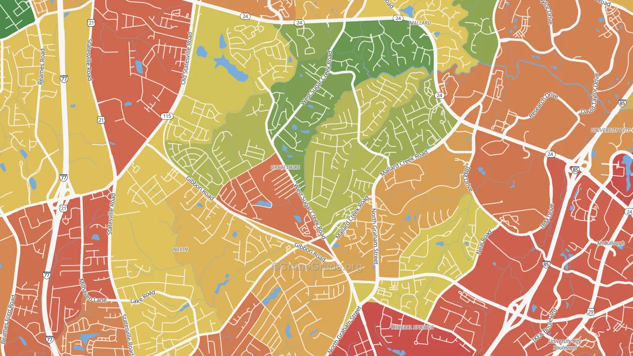 Rockwell Park-Hemphill Heights, Charlotte, NC Map of Robbery Rates