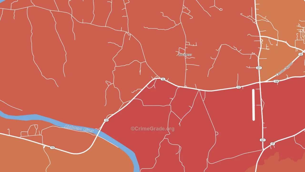 Rockwest, AL Map of Robbery Rates