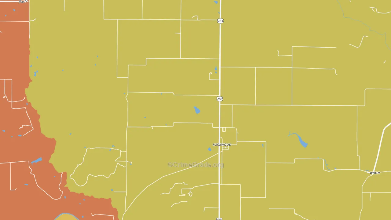 Rockwood, TX Map of Robbery Rates
