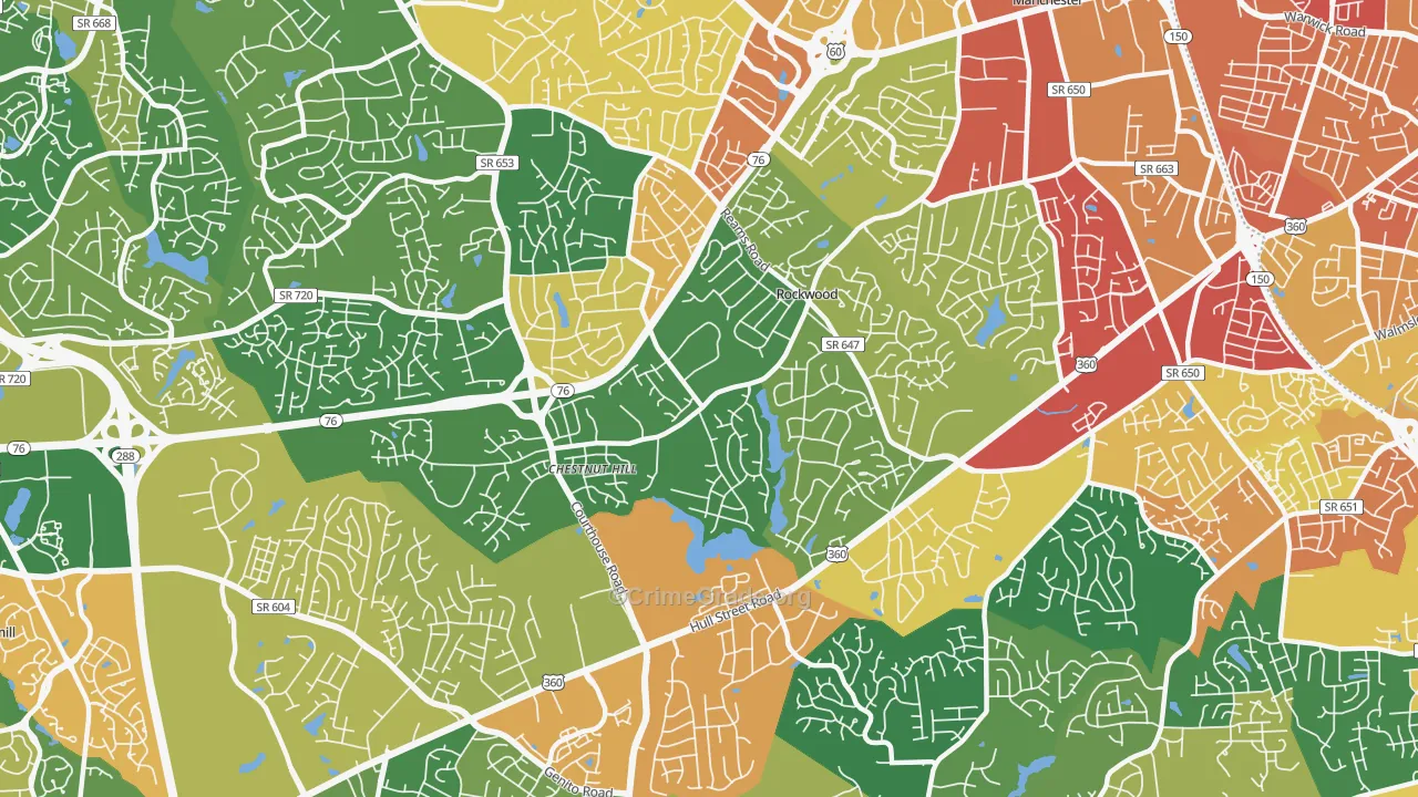 Rockwood, VA Map of Robbery Rates