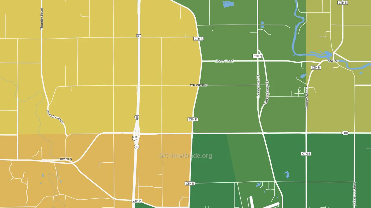Rockwood, WI Map of Robbery Rates