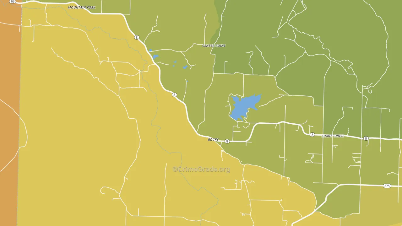 Rocky, AR Map of Robbery Rates
