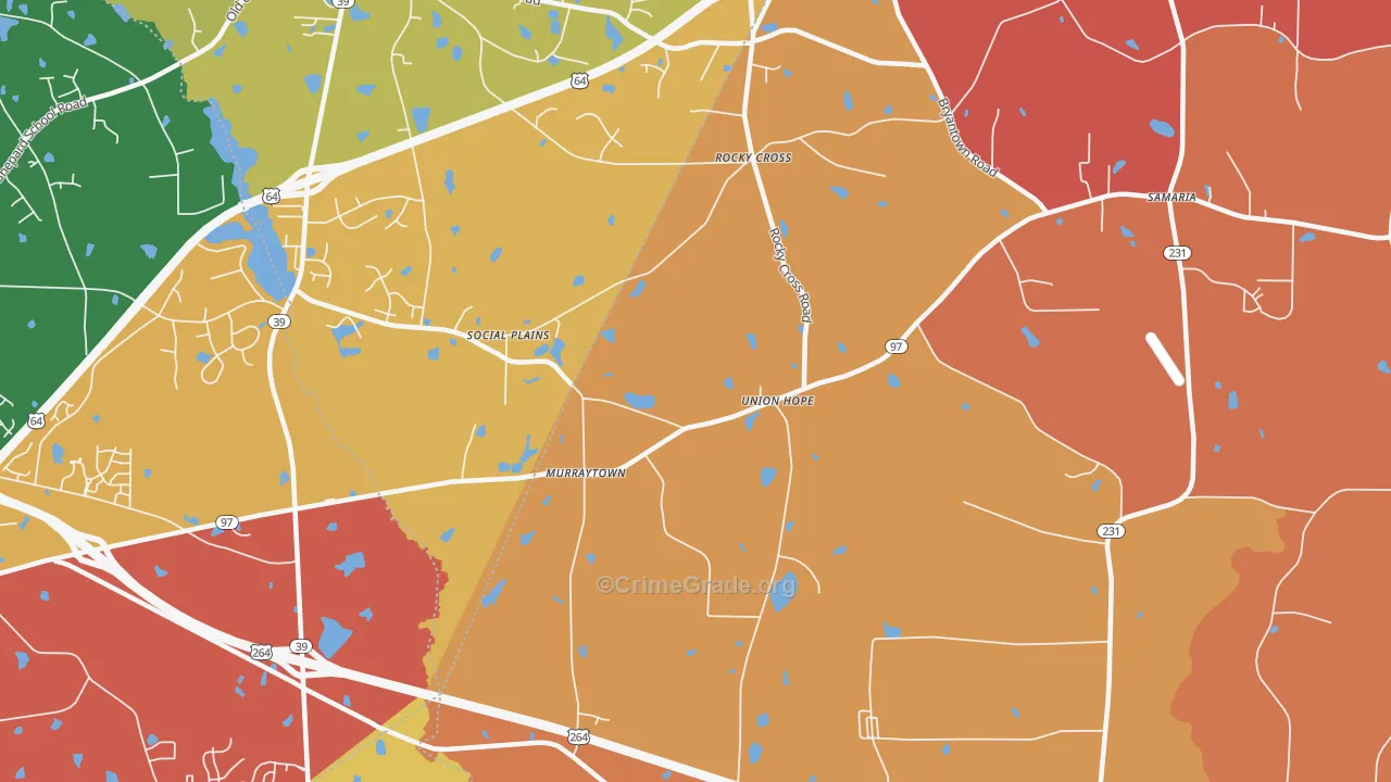 Rocky Cross, NC Map of Robbery Rates