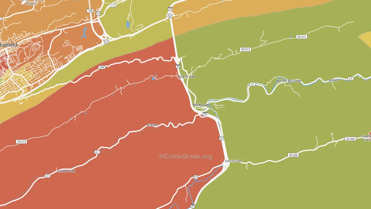 Rocky Gap, VA Map of Robbery Rates