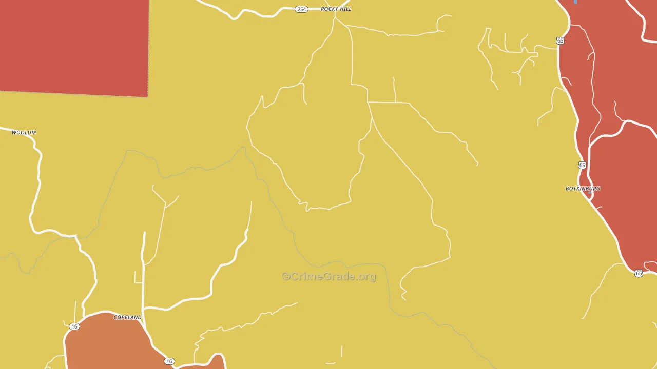 Rocky Hill, AR Map of Robbery Rates
