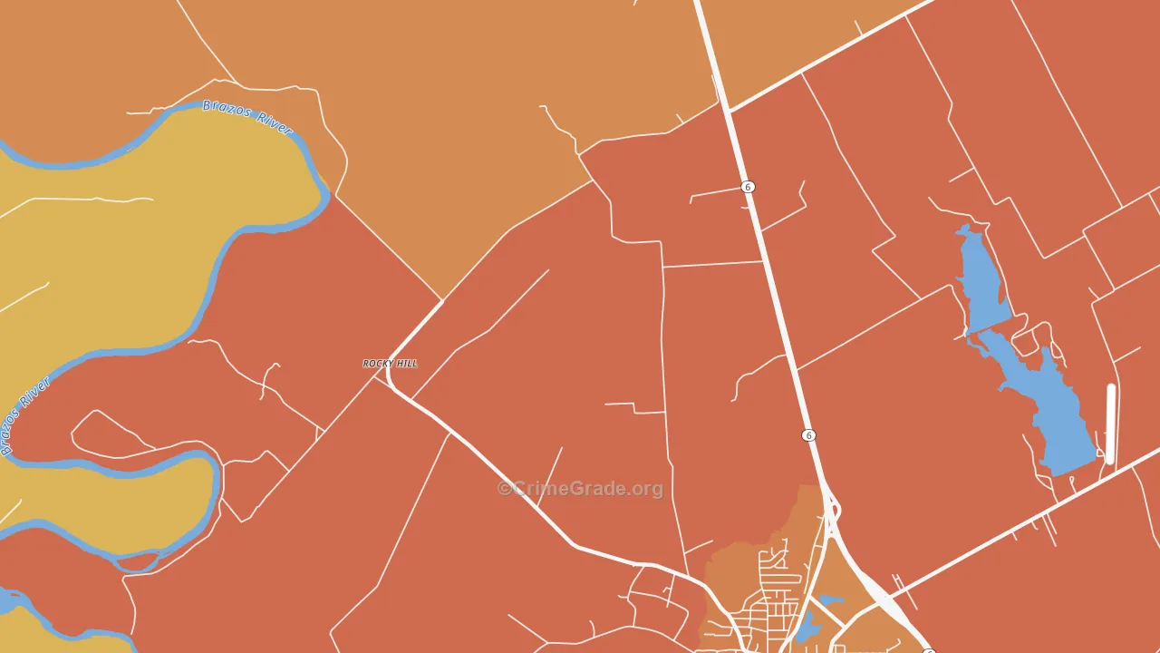Rocky Hill, TX Map of Robbery Rates