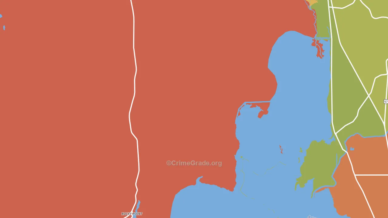 Rocky Point, OR Map of Robbery Rates