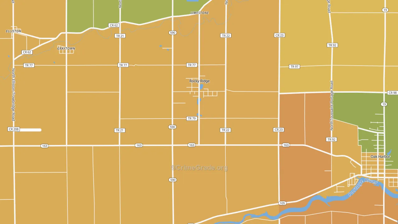 Rocky Ridge, OH Map of Robbery Rates
