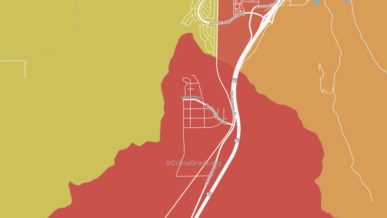 Rocky Ridge, UT Map of Robbery Rates