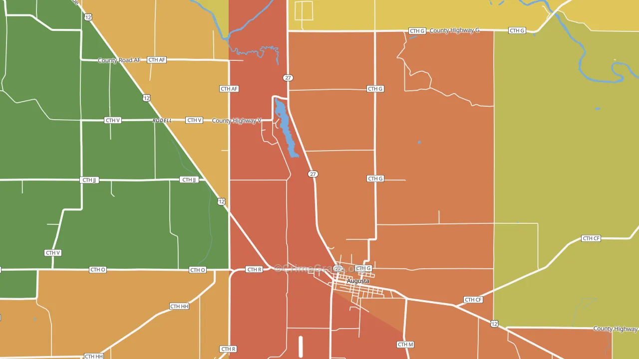 Rodell, WI Map of Robbery Rates