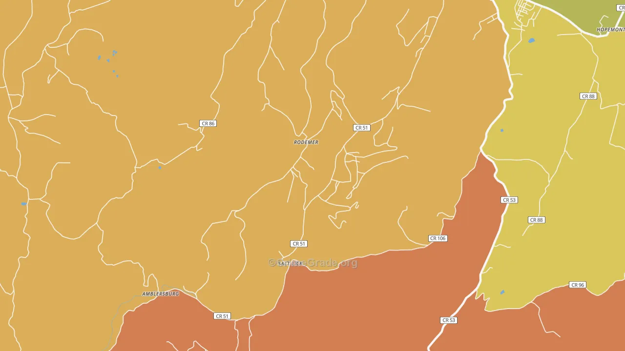 Rodemer, WV Map of Robbery Rates