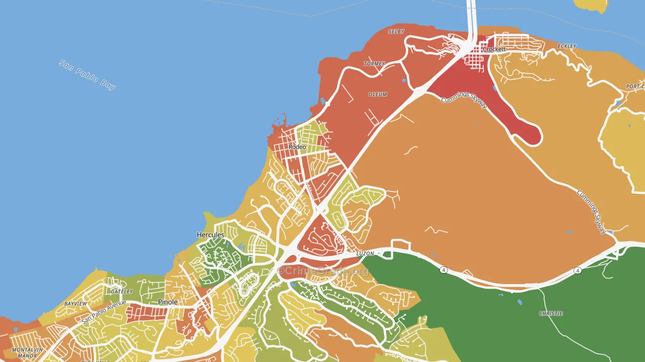 Rodeo, CA Map of Robbery Rates