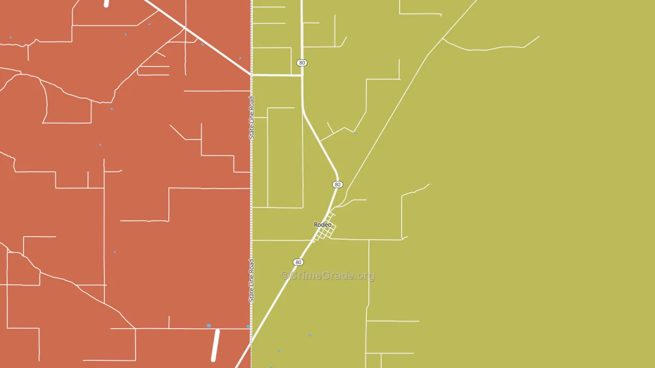 Rodeo, NM Map of Robbery Rates