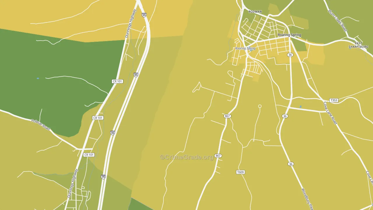 Rodman, PA Map of Robbery Rates