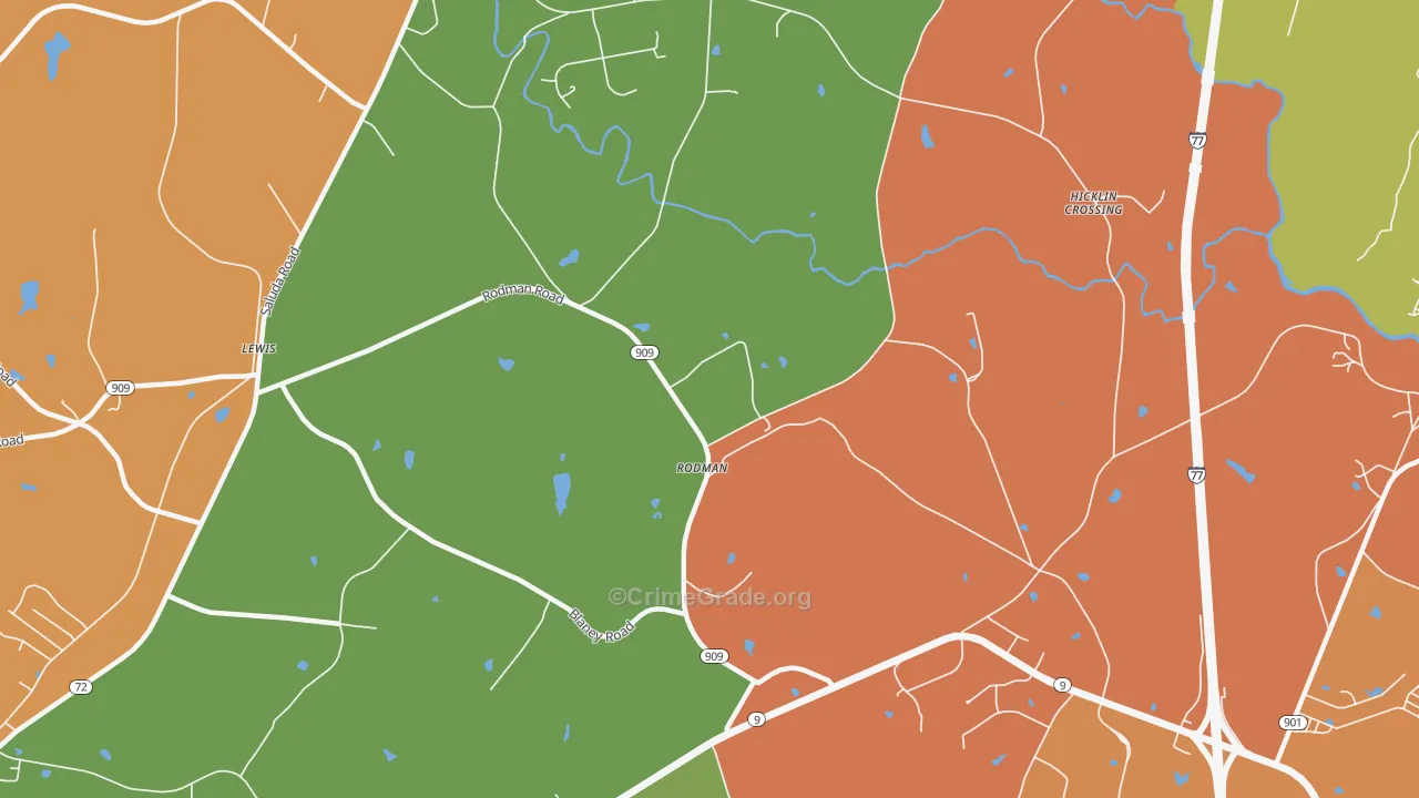 Rodman, SC Map of Robbery Rates