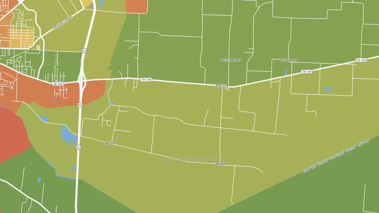 RoEllen, TN Map of Robbery Rates
