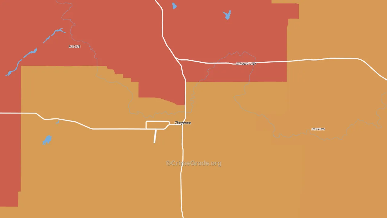 Roger Mills County, OK Map of Robbery Rates