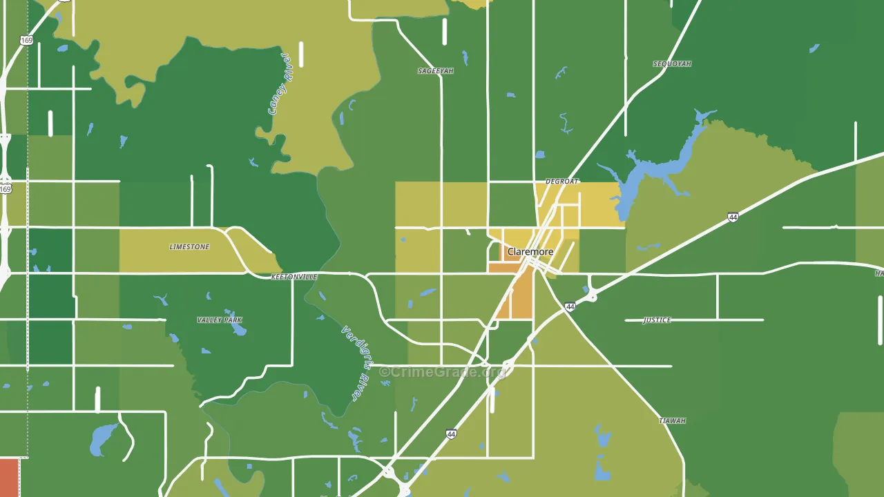 Rogers County, OK Map of Robbery Rates