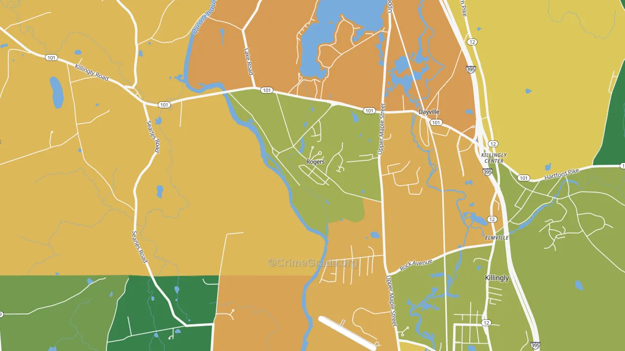 Rogers, CT Map of Robbery Rates