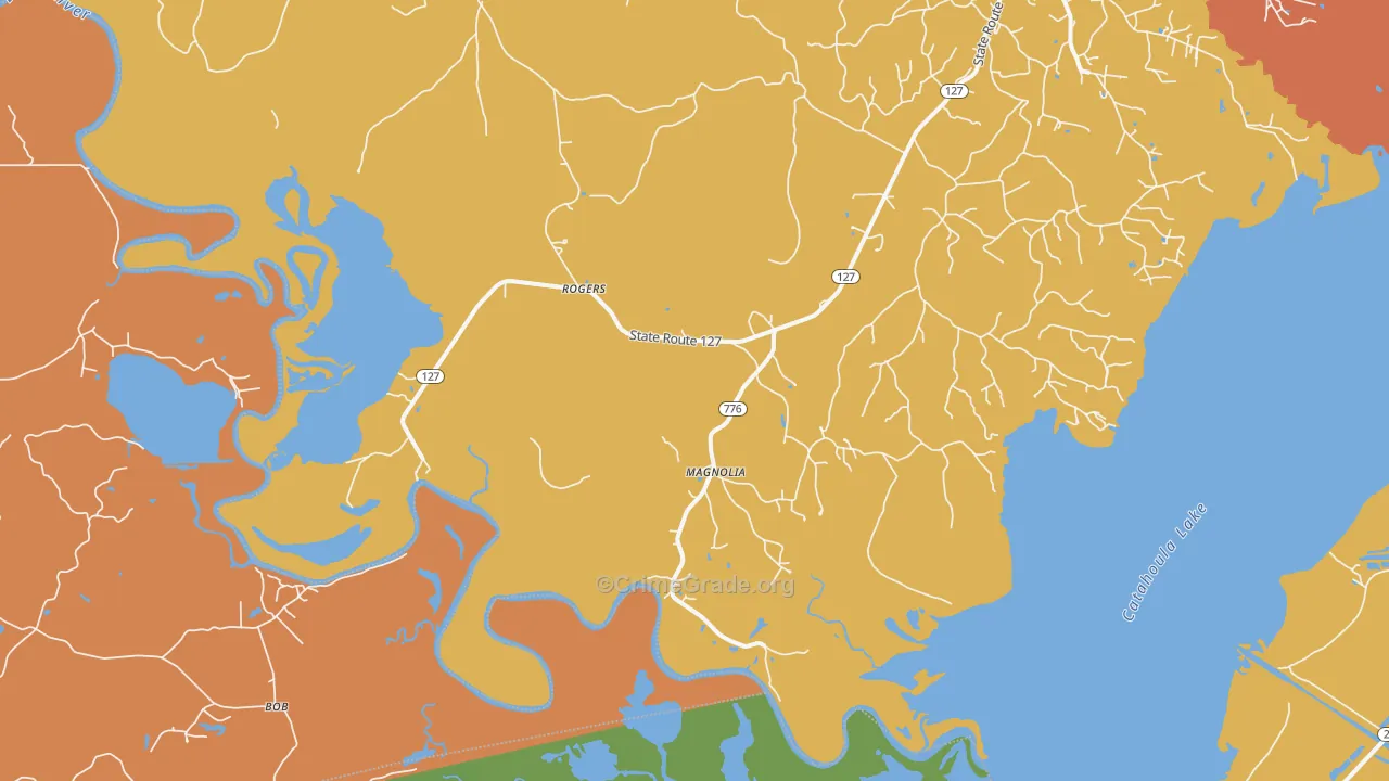Rogers, LA Map of Robbery Rates