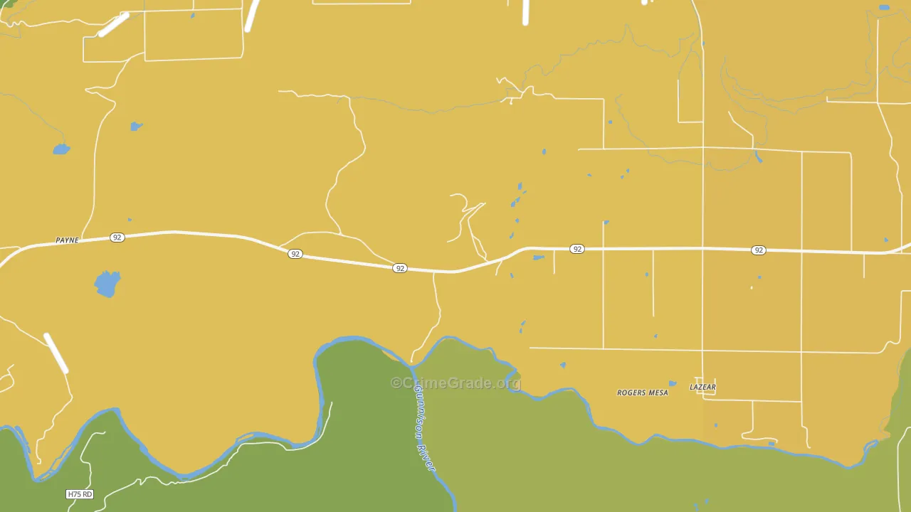 Rogers Mesa, CO Map of Robbery Rates