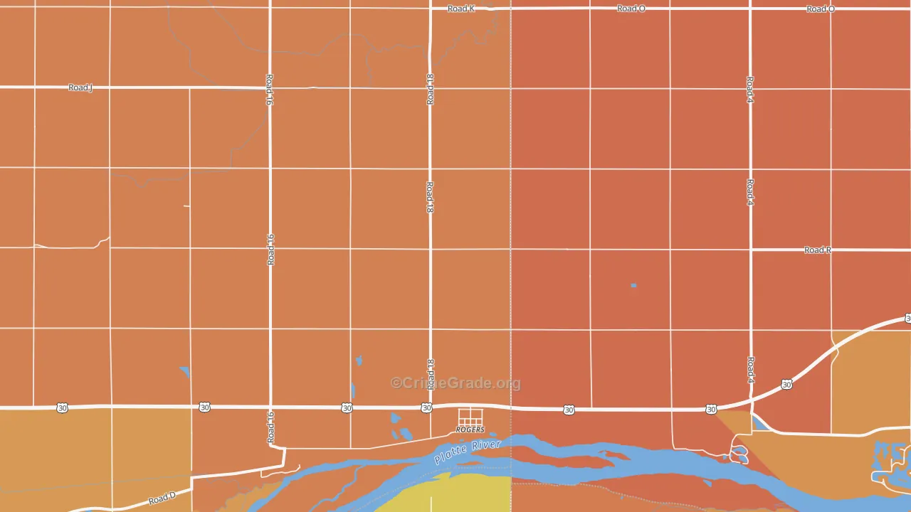 Rogers, NE Map of Robbery Rates