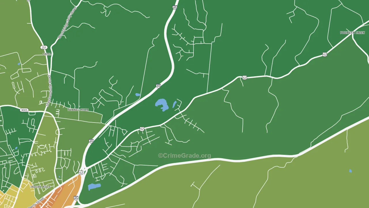 Rogersville, KY Map of Robbery Rates