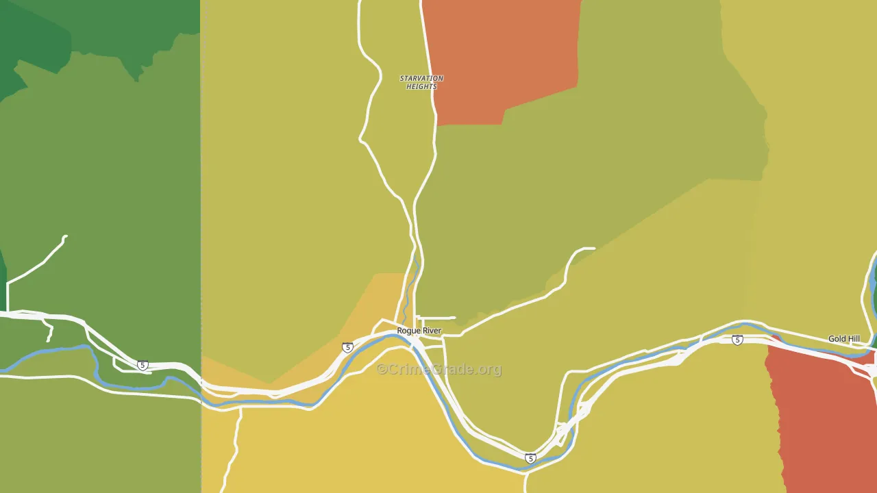 Rogue River, OR Map of Robbery Rates
