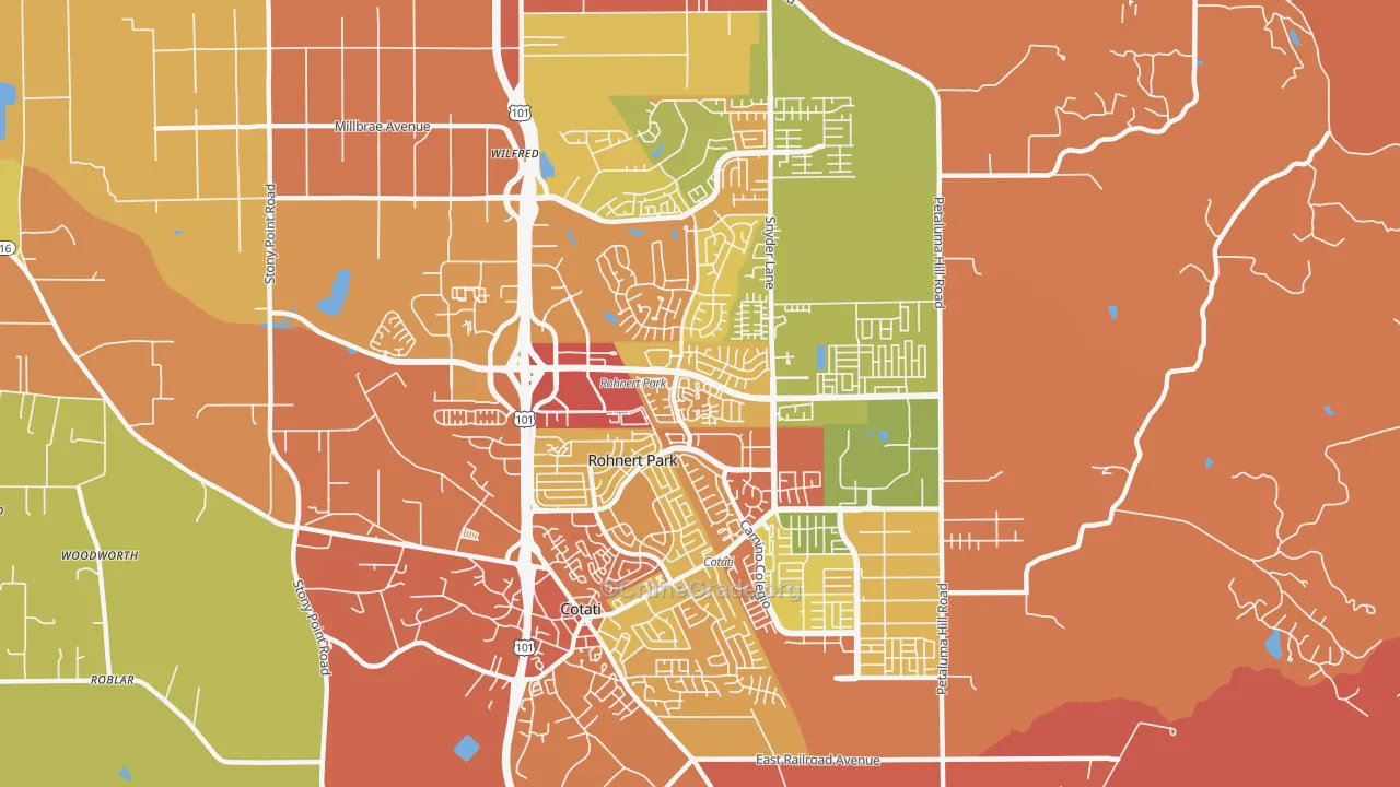 Rohnert Park, CA Map of Robbery Rates