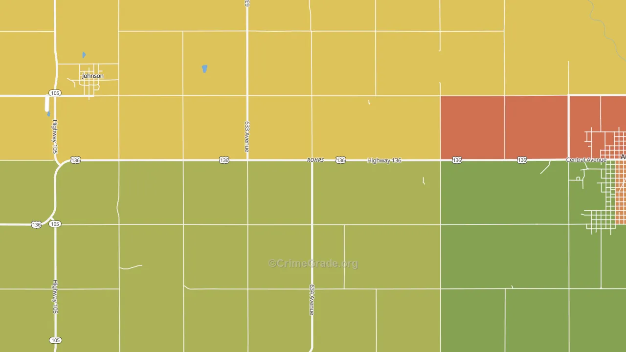 Rohrs, NE Map of Robbery Rates