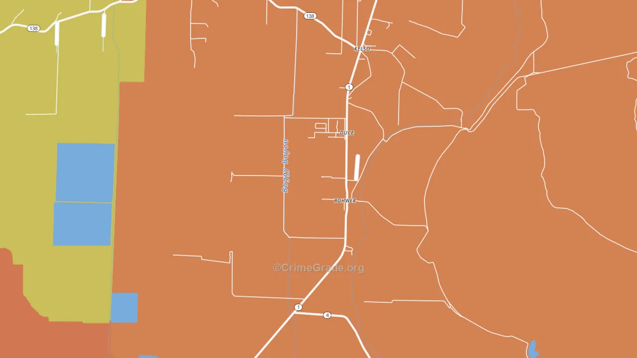 Rohwer, AR Map of Robbery Rates