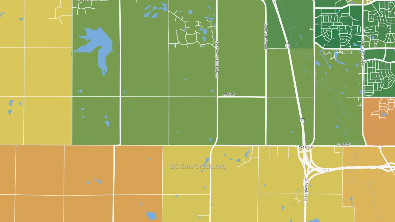 Rokeby, NE Map of Robbery Rates