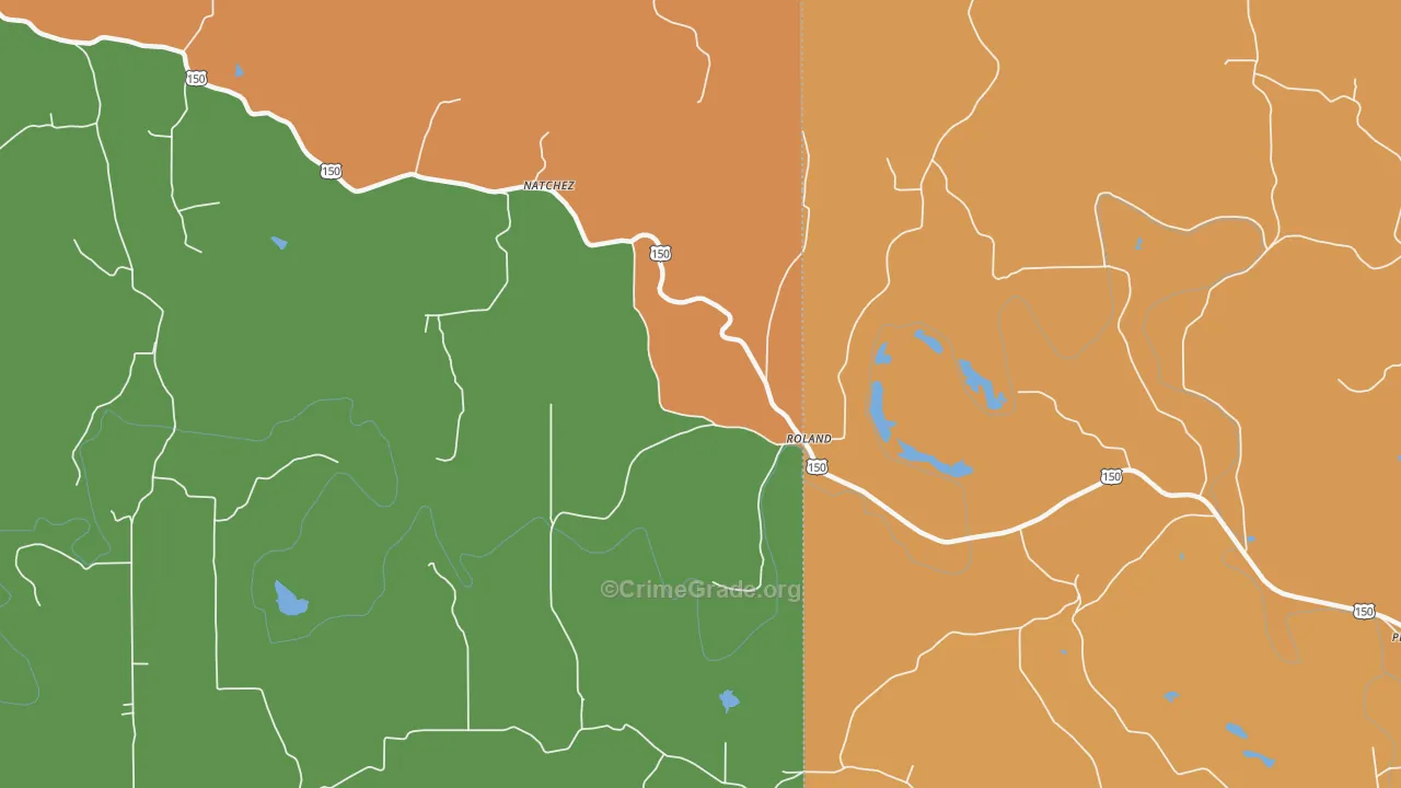 Roland, IN Map of Robbery Rates
