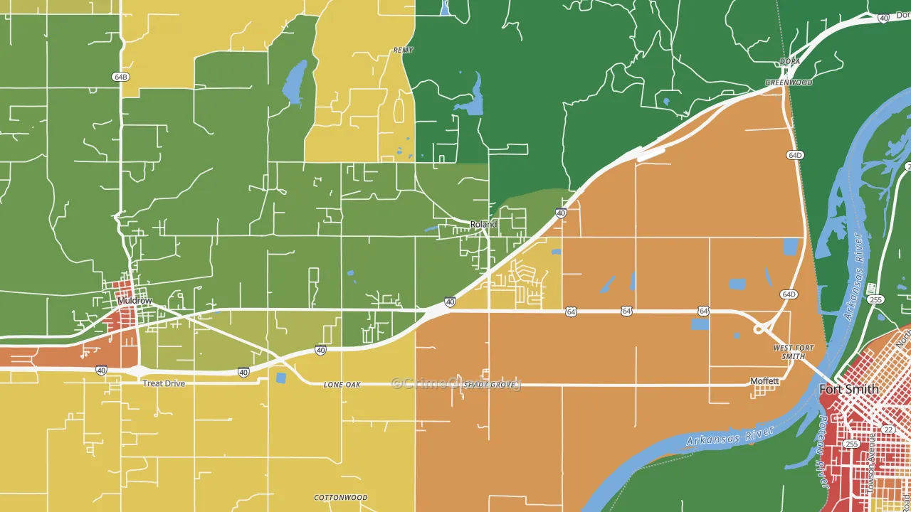 Roland, OK Map of Robbery Rates
