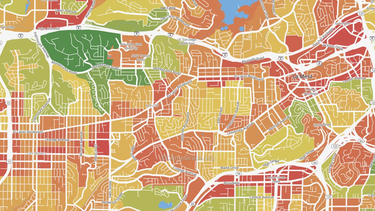 Rolando, San Diego, CA Map of Robbery Rates