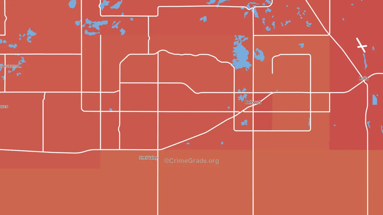 Rolette County, ND Map of Robbery Rates