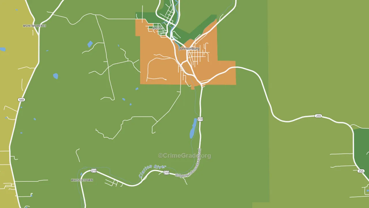 Rolfe, PA Map of Robbery Rates