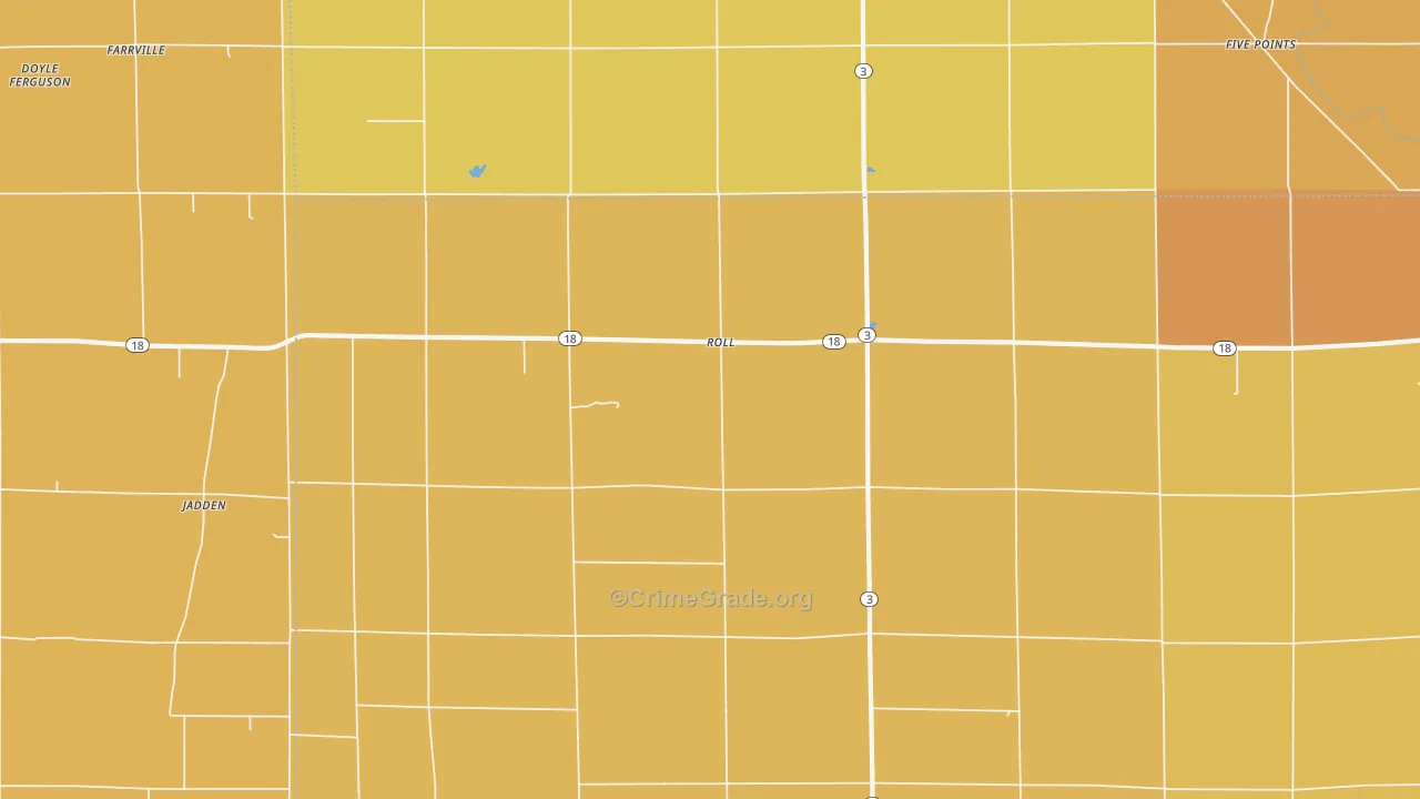 Roll, IN Map of Robbery Rates