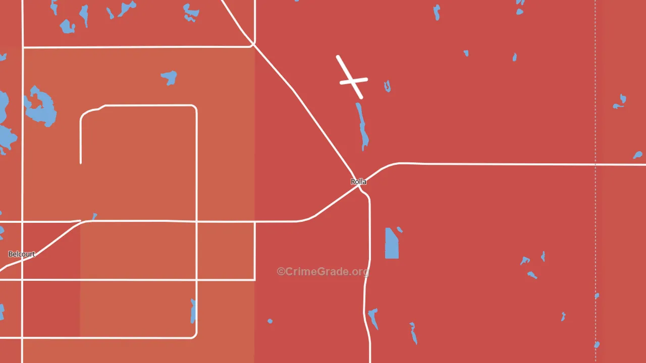 Rolla, ND Map of Robbery Rates