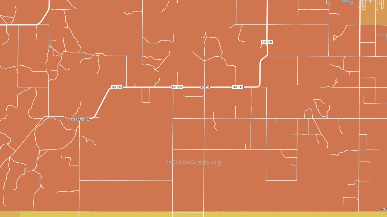 Rolla, TX Map of Robbery Rates