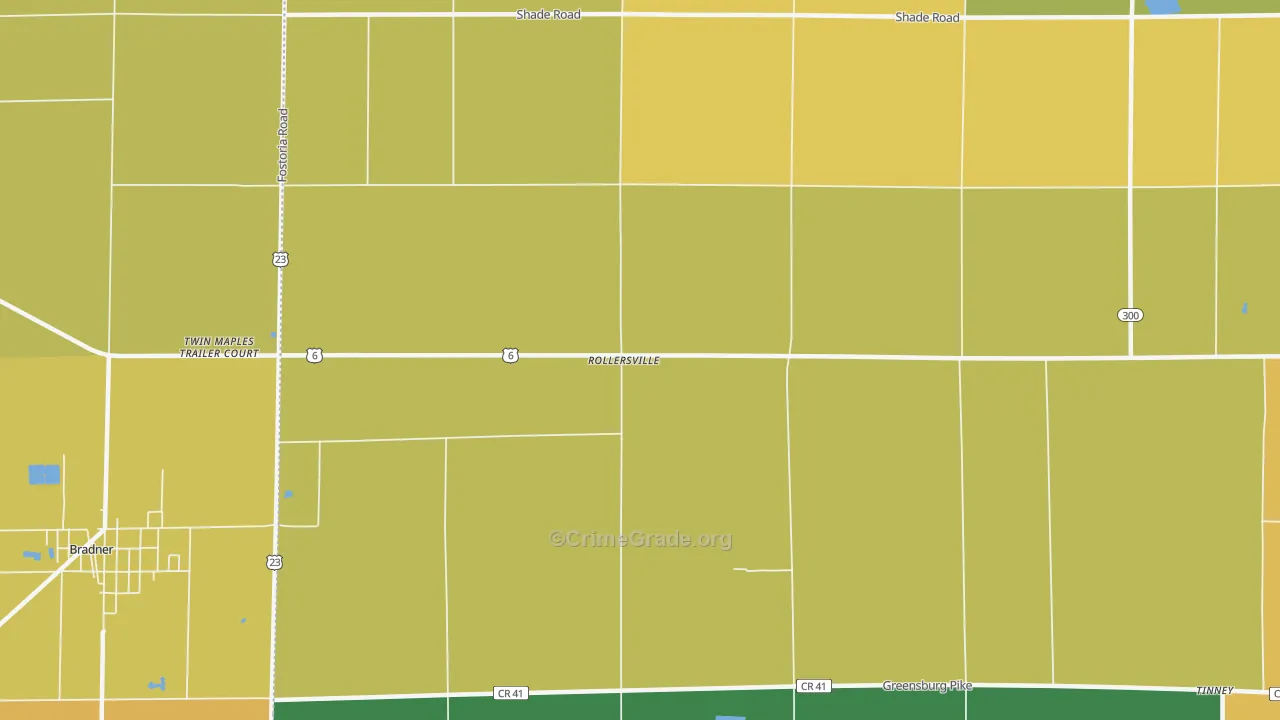 Rollersville, OH Map of Robbery Rates