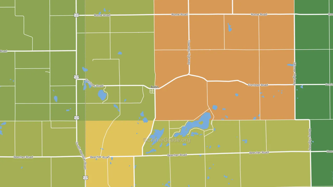 Rollin, MI Map of Robbery Rates