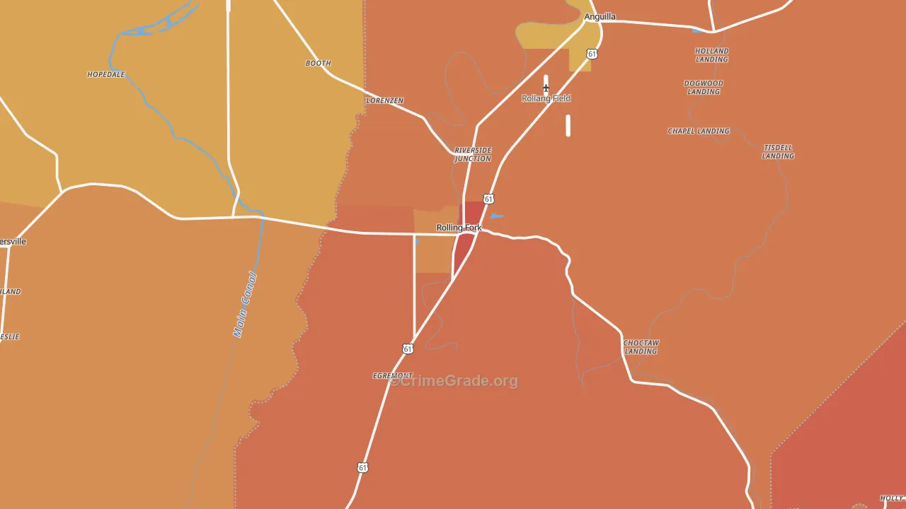 Rolling Fork, MS Map of Robbery Rates