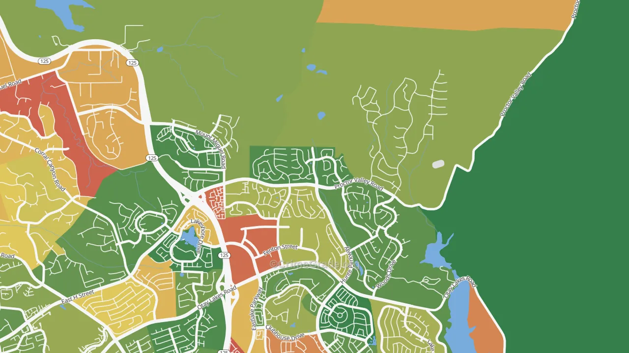 Rolling Hills Ranch, Chula Vista, CA Map of Robbery Rates
